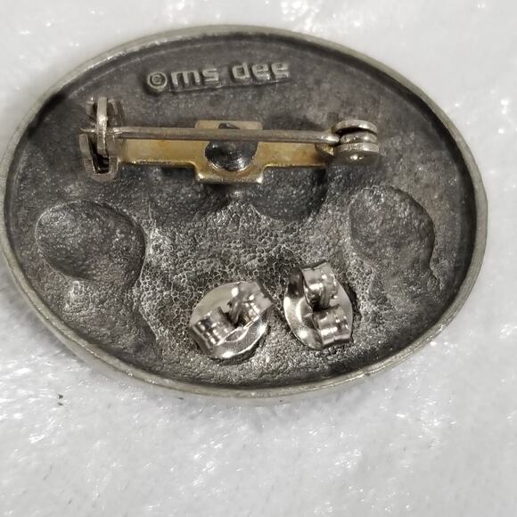 Vintage lid only pewter trinket box lid with earrings 1.1435 - Picture 2 of 6